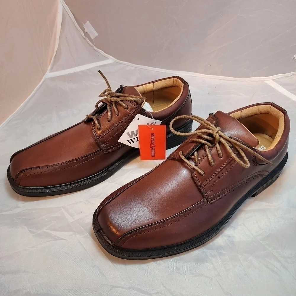 NWT Deer Stags Williamsburg Vega Men's 9.5 Dress Shoes Dark Maple Brown New